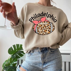 Philadelphia Football Sweatshirt Game Day Sweater Cheetah Print Game Day Womens Football Sweatshirt Womens Football Crewneck Sweatshirt