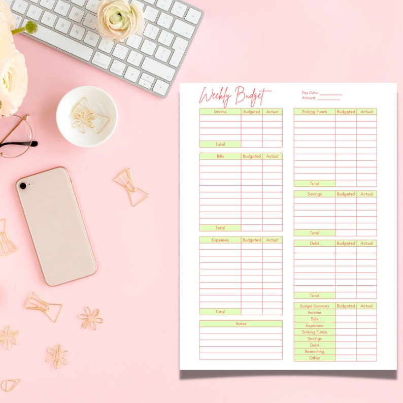 Weekly Budget Weekly Budget Template Weekly Budget Planner Digital ...