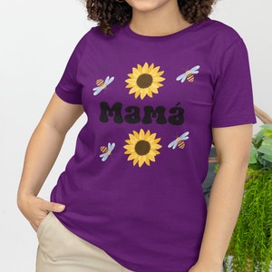 Camisas para madres, Sunflower Shirts for Spanish Moms, Mother&#39;s day Mom Shirts,Camisas del día de la madre para mamá, Spring Shirts for Mom