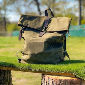 Waxed canvas backpack