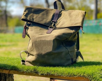 Waxed canvas backpack