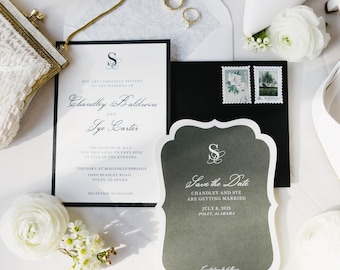 Semi-Custom, Simple + Elegant, Two Card Wedding Invitation Set | Classic Wedding Invitations | Printed + Shipped