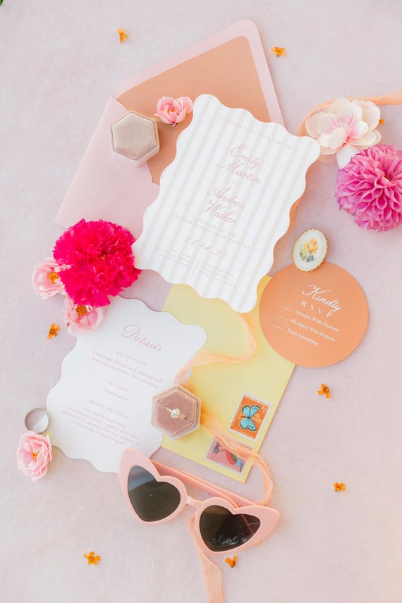 The Emily; Semi Custom; 3 Card Wedding Invitation Suite | Bold, Colorful Wedding Invitations | Printed & Shipped