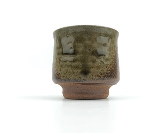 Hand Thrown Vintage Ceramic Candle Holder Pot Brown Rust Green Glaze
