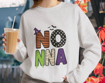 NONNA Halloween-sweatshirt | Bijpassende Halloween-outfit voor het hele gezin, griezelig lettermonsterontwerp