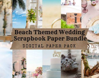 Papierpakket voor een trouwalbum met strandthema - Digitaal papierpakket