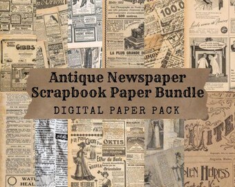 Bundel met antiek krantenpapier voor scrapbooking - Digitaal papierpakket