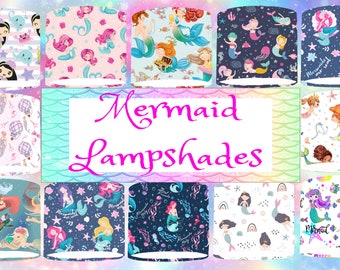 Mermaid Lampshade girls Kids Bedroom lightshade pink Light Shade pattern 20CM X 18.5CM
