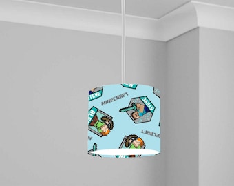 Minecraft Lampshade - Creeper & Pixel Gaming Light Shade for Kids Bedroom, Gamer Gift Ceiling Lamp Shade