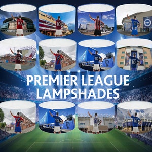 Personalised Football lampshade Premier League premiership lamp shade lightshade club  all the teams custom add name to shirt 20CM X 18.5CM