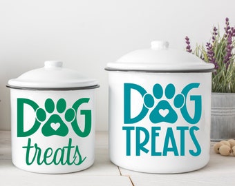 Dog Treat Decal, Treat Jar Container Sticker, Heart Paw Print, Custom Vinyl