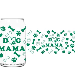 Dog Mama Glass Can Wrap Vinyl Decal - Beer Can - 16oz Glass Can - 20oz Glass Can - Paw Print - Bones - DIY - Apply Yourself Can Decals