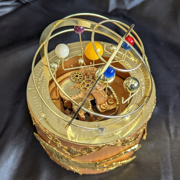 Intricate Gold Orrery - Mechanical Solar System - Globes - Planets - Sun - Moons - Celestial - Space Gift - Astronomical - Planetarium