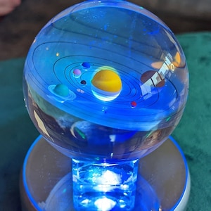 Beautiful Silent Orrery (Solar System Rotation) - Spinning Globe, Crystal Ball - Space - Planets - Planetarium - Motorized - Space Gift