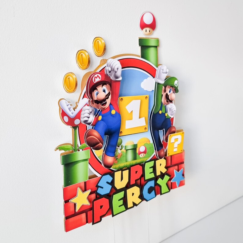 LED Mario Bros Cake Topper: Personalized Birthday Game Party Decor ...