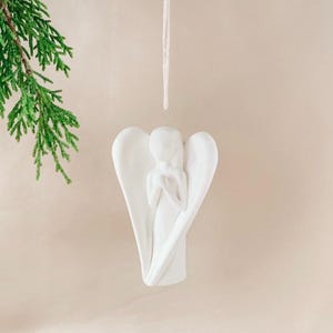Minimalist Handmade Resin Statue - Hanging Angel Figurine -  Room Decor - Home Decor - White Resin Sculpture