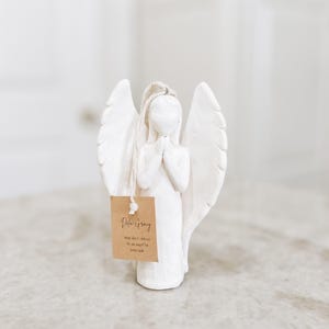 Minimalist Handmade Resin Sculpture - Praying Angel Figurine - Room Decor - Birthday Gift - White Resin Figurine