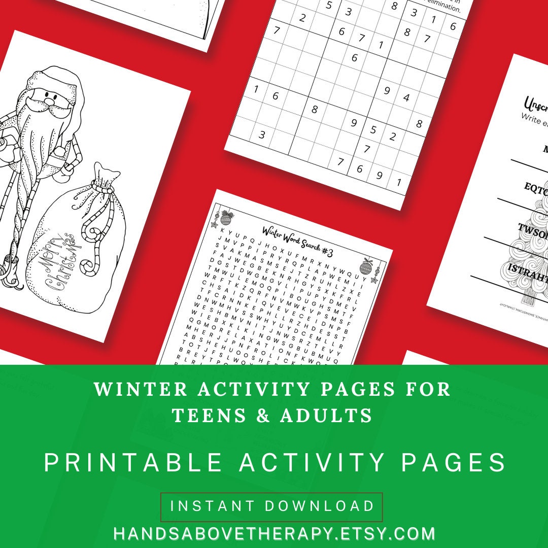 Winter Activity Book for Teens & Adults (printable Pages) - Etsy