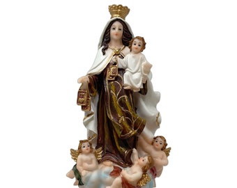 Virgen del Carmen | Our Lady of Mount Carmel Beautifully Finished 8 Inch Resin Statue 4586 New