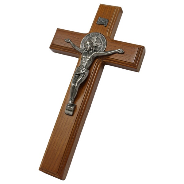 Cruz de San Benito Medalla | St. Benedict Crucifix 8 Inch Finely Finished Wood Crucifix Hangable 39091 New