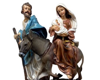 La Huida | The Escape to Egypt 10 Inch Finely Detailed Resin Statue 94652 Joseph, Mary, Jesus New