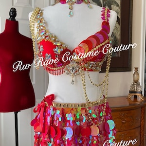 The Fire Devil Sequin Skirt ONLY/Festival clothing/Halloween costume/Rave outfit/EDC outfit