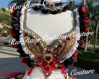 Den klassiska röda drottningen ENDAST BH+choker/Festivalkläder/Halloweendräkt/rave-outfit/EDC-outfit