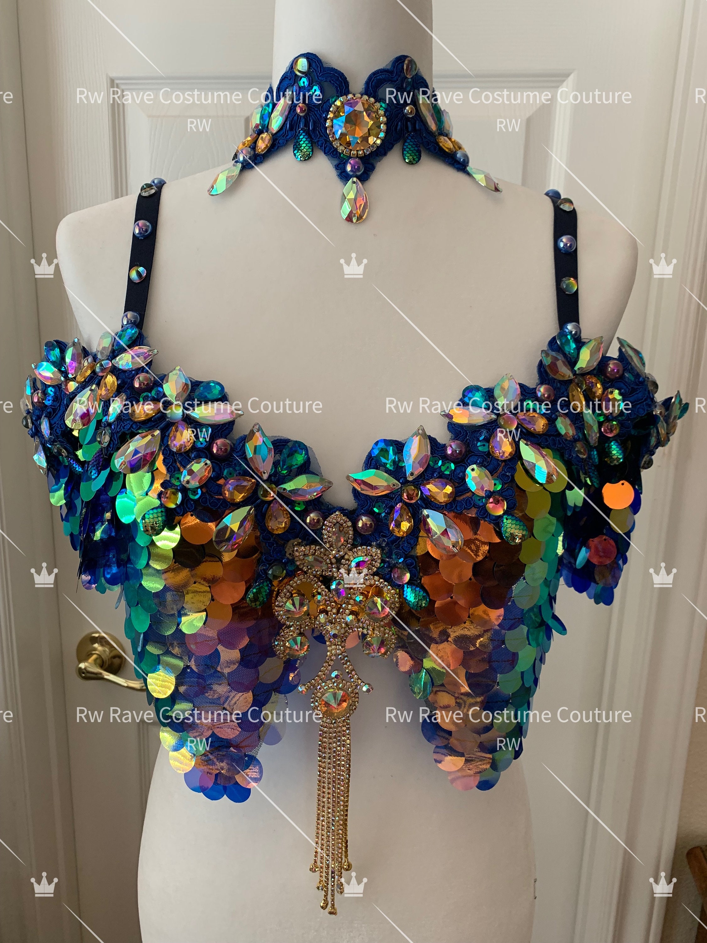 The Ocean Charm Bra + choker ONLY/Festival clothing/Halloween costume/EDC outfit/ Rave outfit