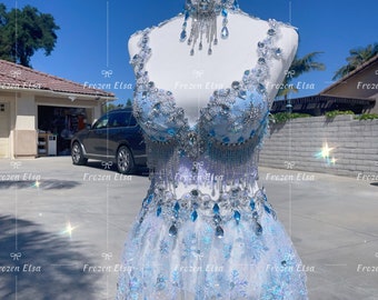 ENDAST Elsa-kjol från Frost/Festivalkläder/Halloweendräkt/Rave-outfit/EDC-outfit