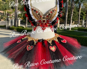 Klassisk röd drottning-tutu ENDAST/Festivalkläder/Halloweendräkt/rave-outfit/EDC-outfit