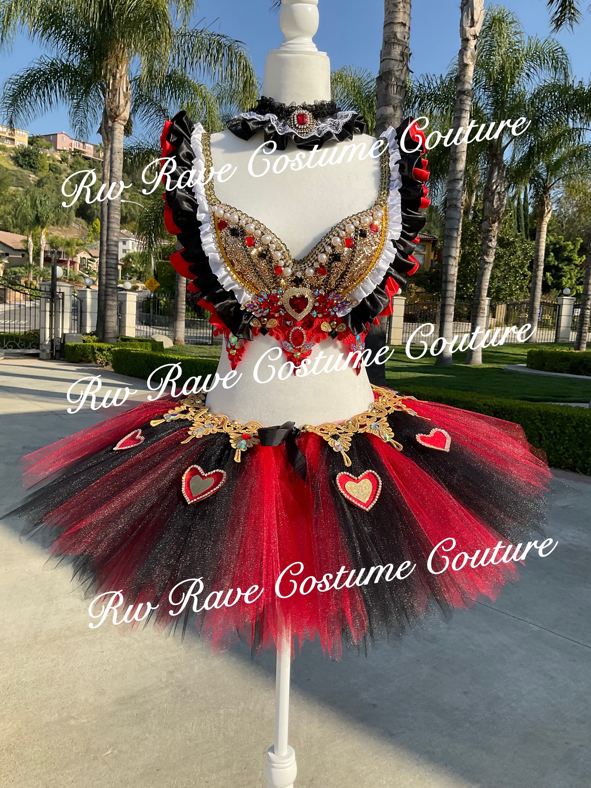 Queen of Hearts Costume, Las Vegas Gamble Queen, Rave Outfit, EDC Outfit,  Beyond Wonderland, Sexy Costume, Festival, Rave 