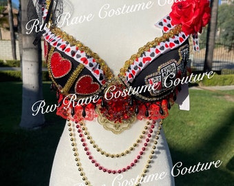 Red Queen BH+choker ENDAST/Festivalkläder/Halloweendräkt/Rave-outfit/EDC-outfit