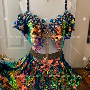 TheOcean Charm Sequin Skirt  ONLY/Festival clothing/Halloween costume/EDC outfit/ Rave outfit