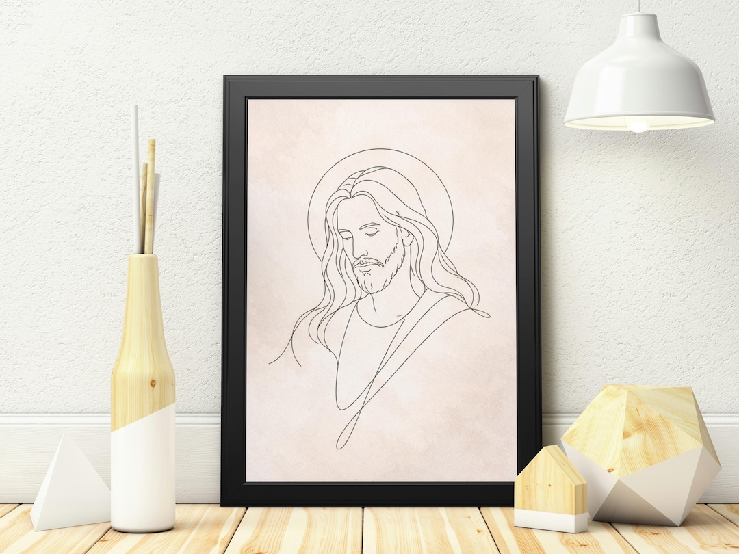 Minimalist Jesus Christ Line Art Print, Modern Christian Faith Decor - Etsy