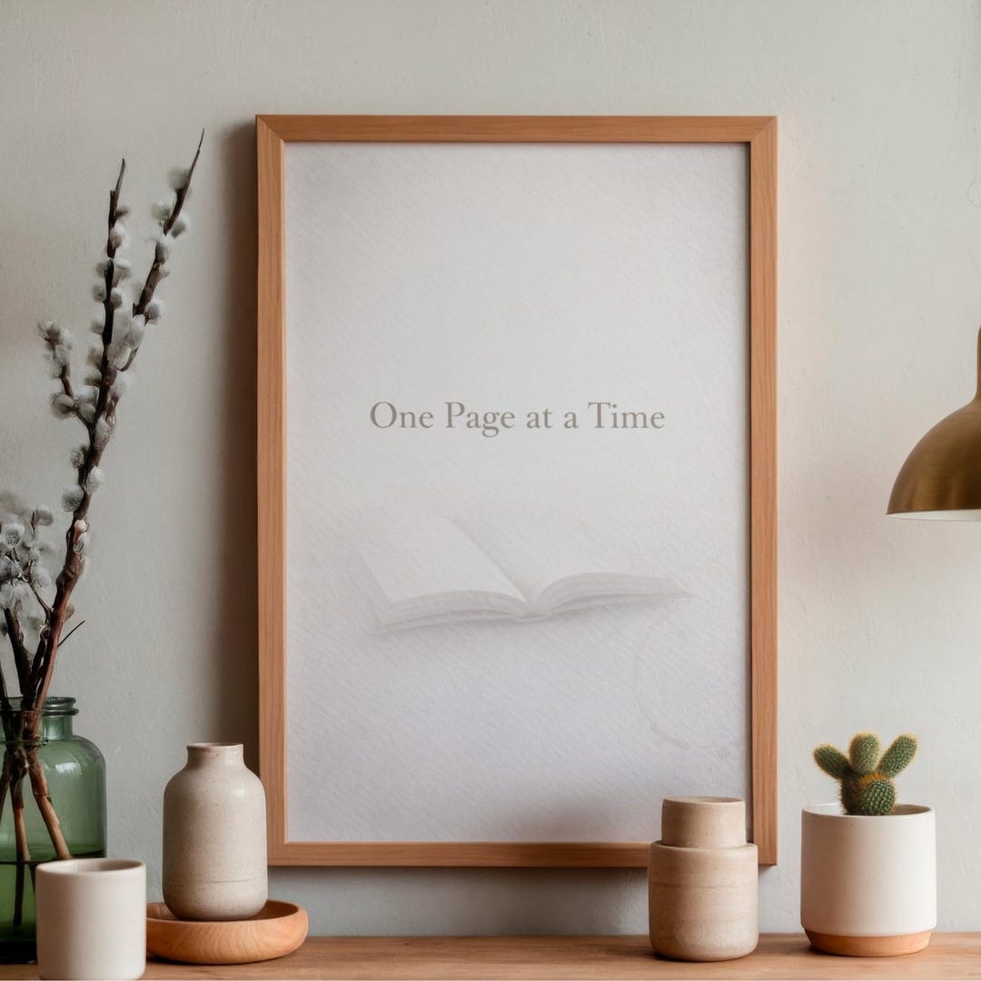 One Page at a Time Poster, Minimalist Book Print, Reading Room Decor - Etsy