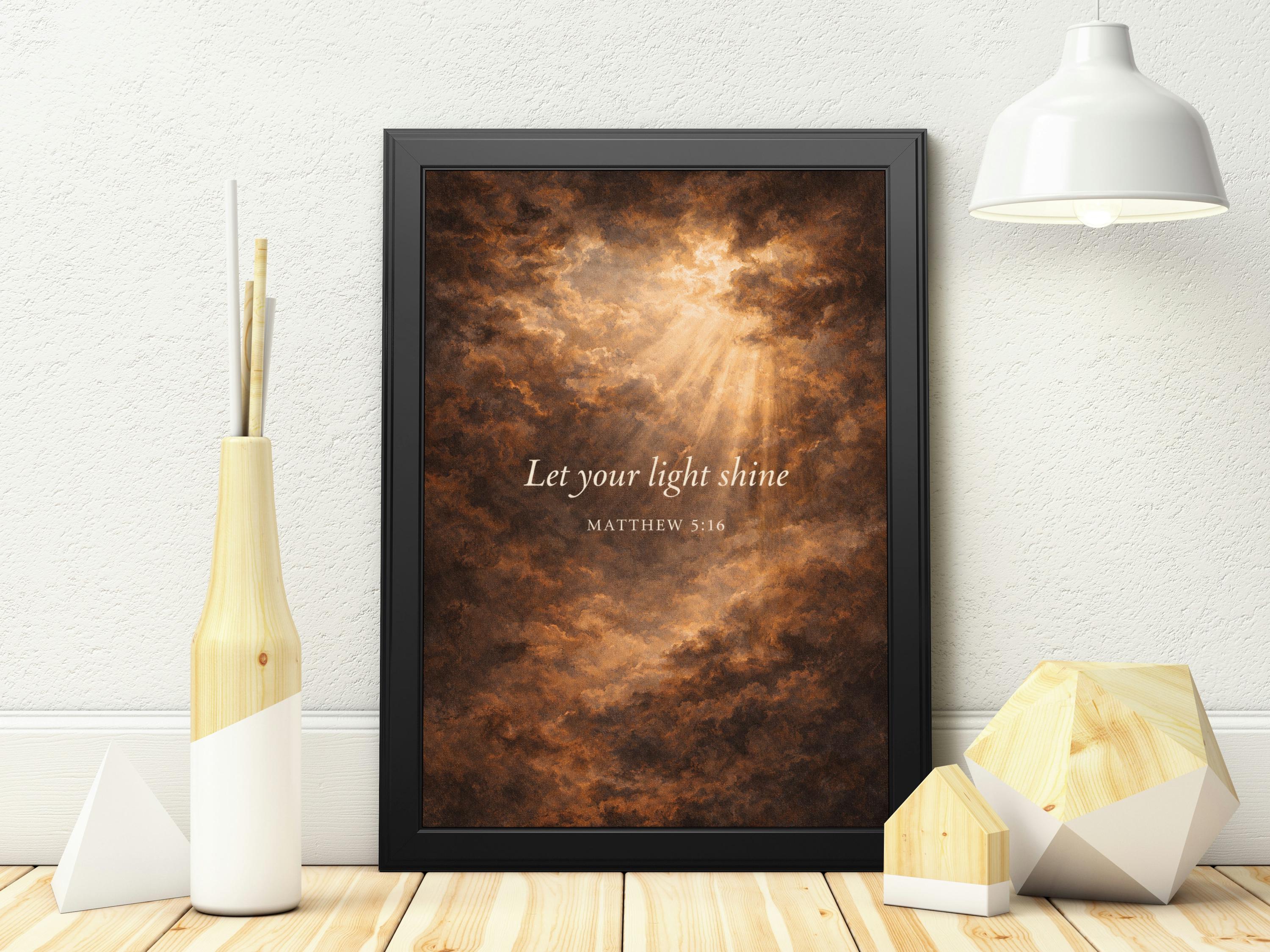 Matthew 5:16 Bible Verse Rolled Poster, Let Your Light Shine Wall Art ...