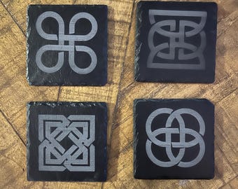 Custom Engraved Coasters-Celtic knot  Designs, 4-pack