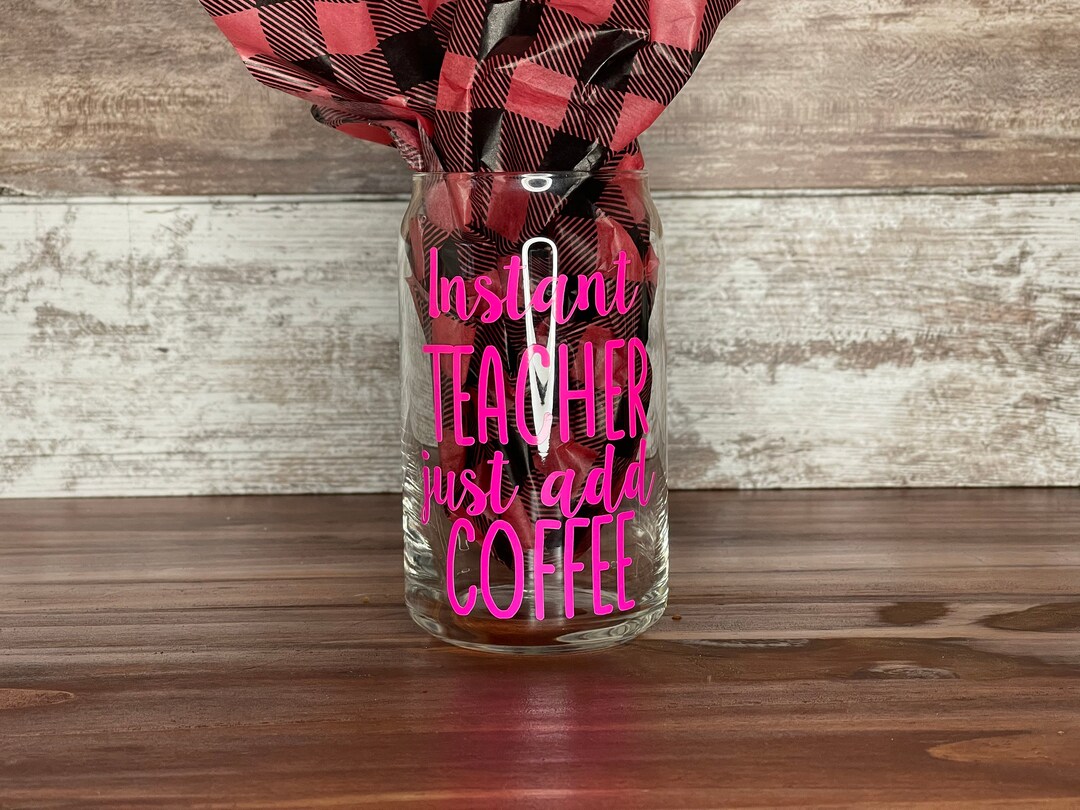 Blue Personalized Teacher Color changing Glass Beer Can with