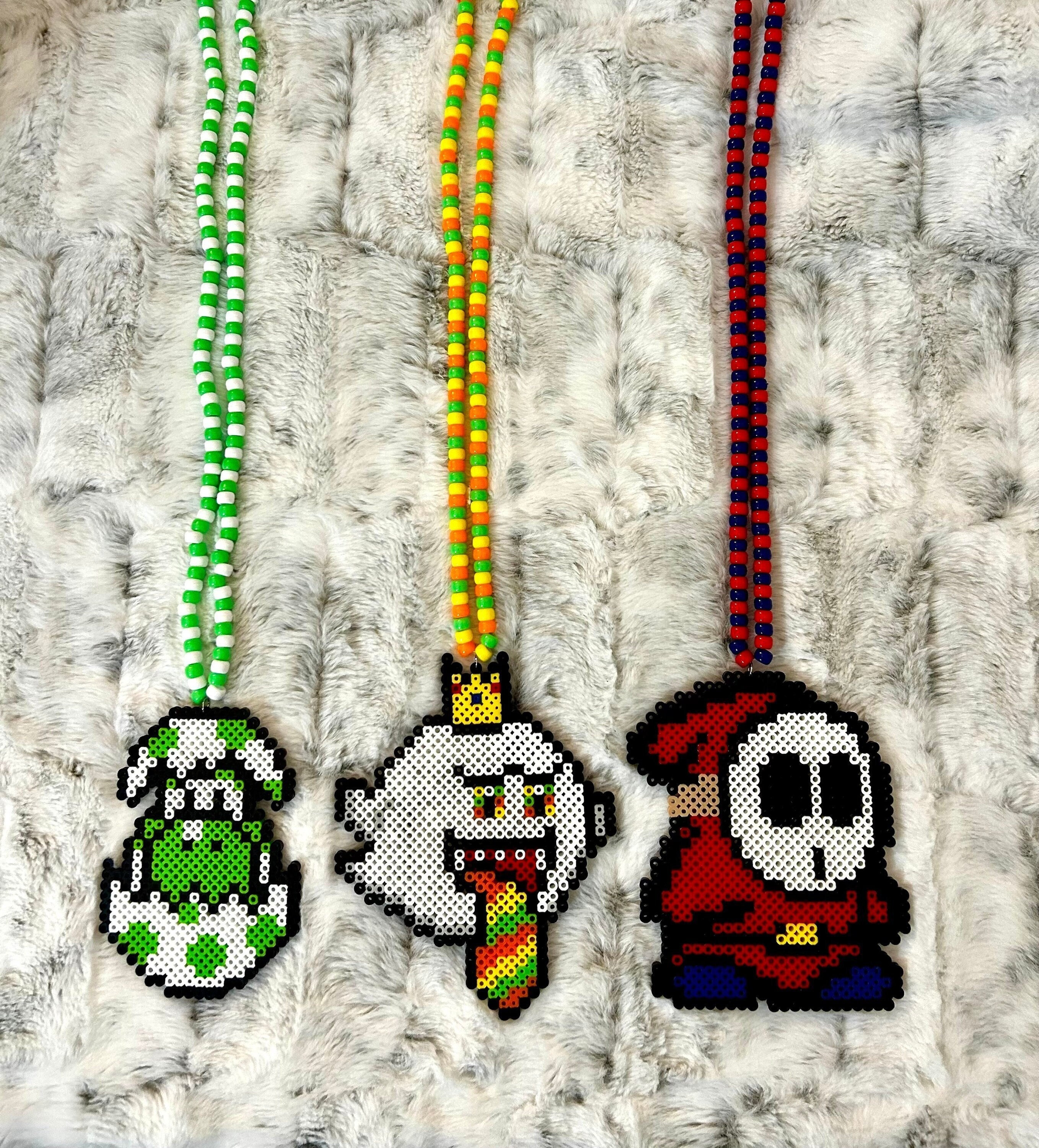 Princess Peach Mario necklace kandi rave perler edm edc PLUR hama melty art