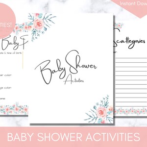 Baby Shower Activities, Baby Shower Games, Floral Theme, Instant Download, Printable