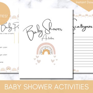 Baby Shower Activities, Baby Shower Games, Rainbow Theme, Instant Download, Printable