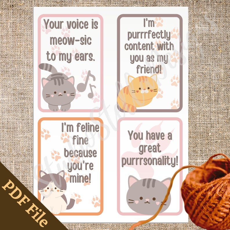 Cattitude PRINTABLE Valentine's Day Cards - Etsy