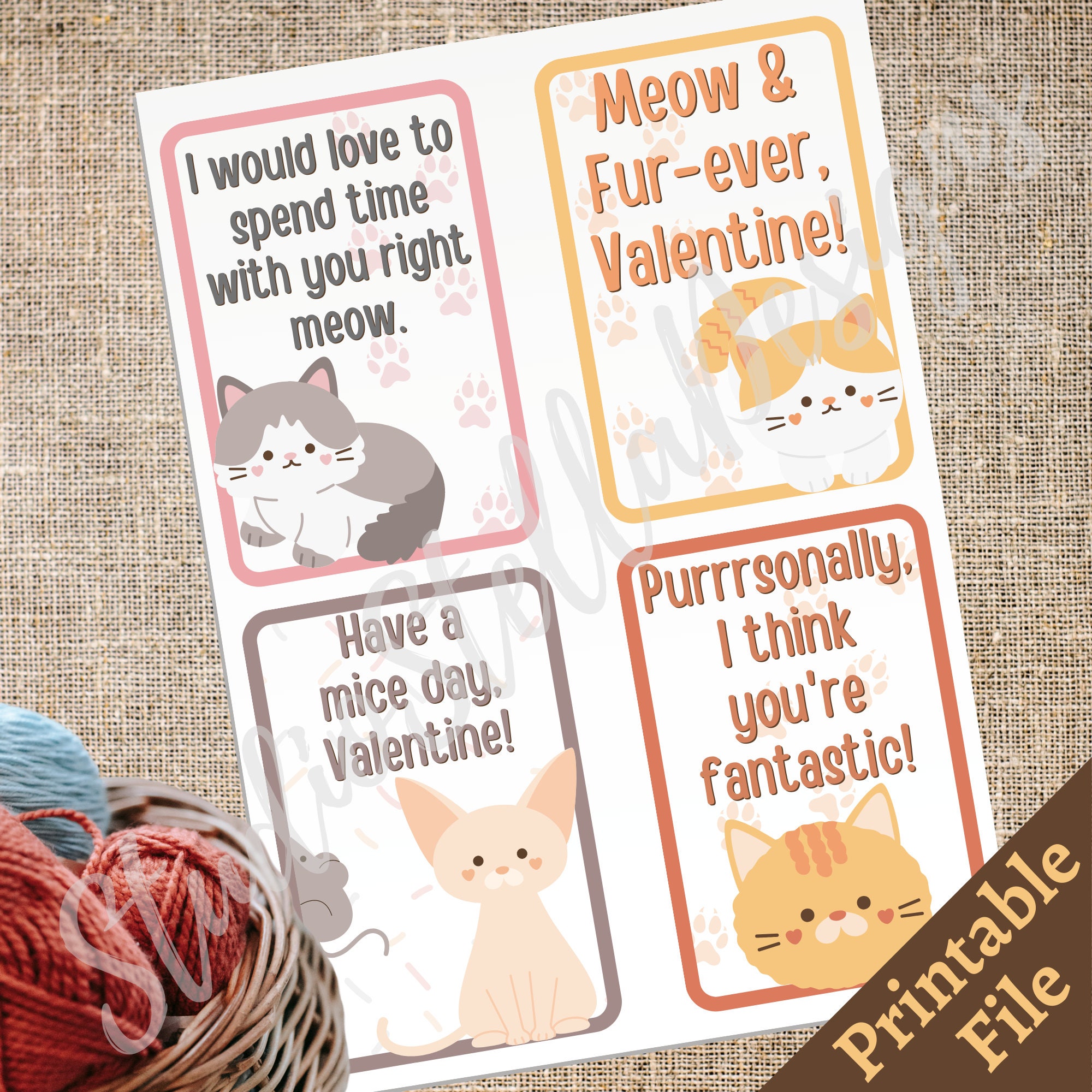 Cattitude PRINTABLE Valentine's Day Cards - Etsy