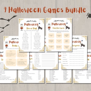 9 Halloween Games Bundle, Printable Halloween Party Games, Halloween Games for Adults, Halloween Games Printable, Halloween Activities