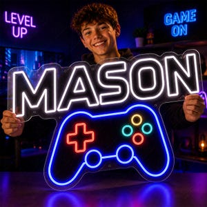 カスタムコントローラーネオンサイン：ゲーマーの名前入りライト、男性へのゲームギフト、ゲームルーム