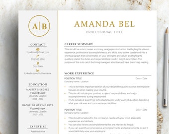 Modern Resume Template 2025 | Elegant Professional Resume Template for Microsoft Word, Simple Resume and Cover Letter Template, CV Template