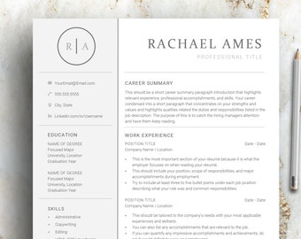 Plantilla de CV elegante en gris: CV y carta de presentación profesionales (Word)