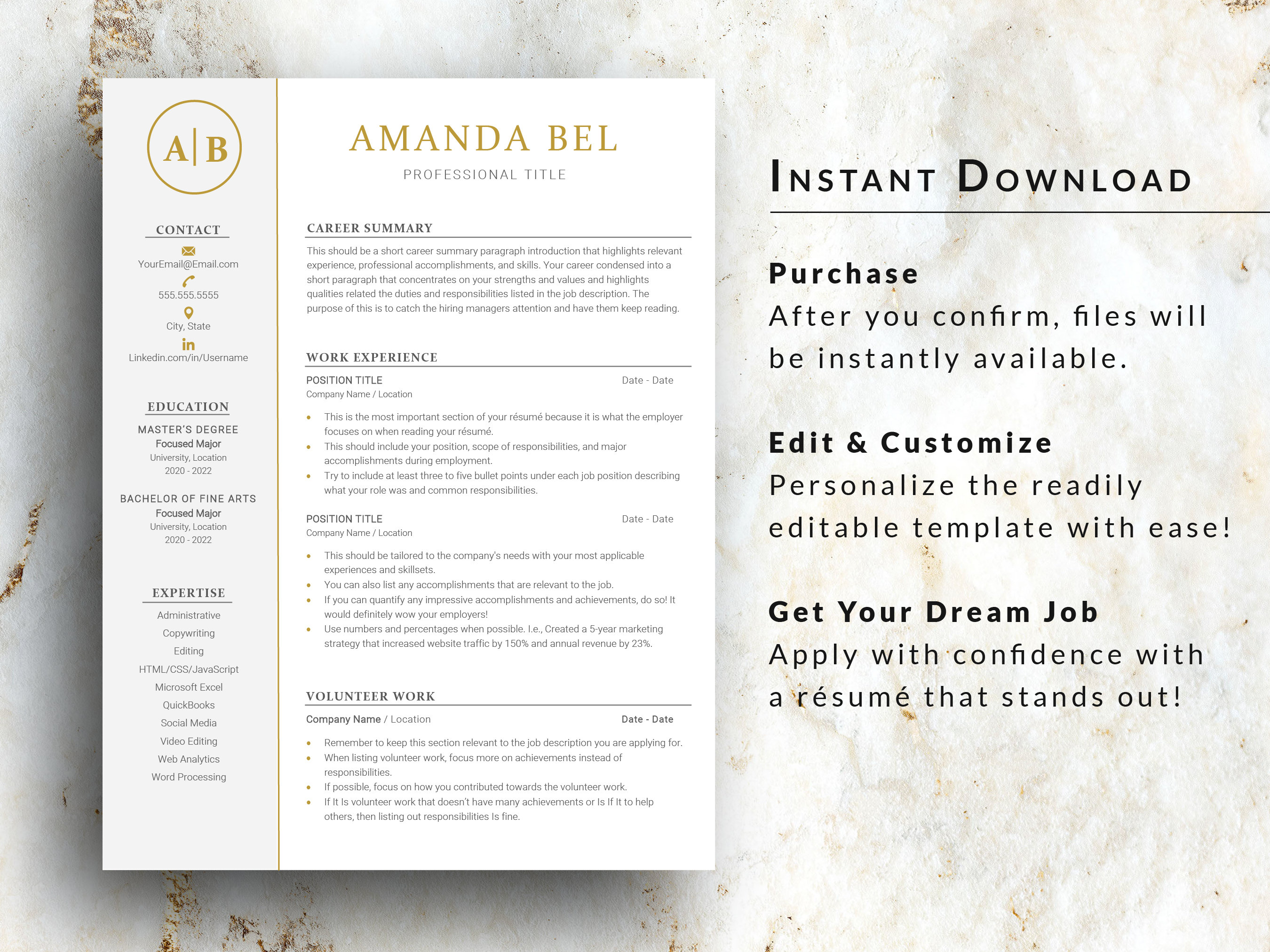 Modern Resume Template 2024 Elegant - Il Fullxfull.4139114628 K7cs 