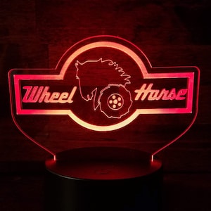 Wheel Horse acrylic night light / sign, multi colored led light for garage or man cave.