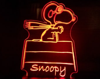 Personalized Snoopy Flying Ace nightlight!  Add your name or message to this multicolored LED lamp.